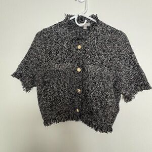 J. Crew Monochrome Tweed Sweater